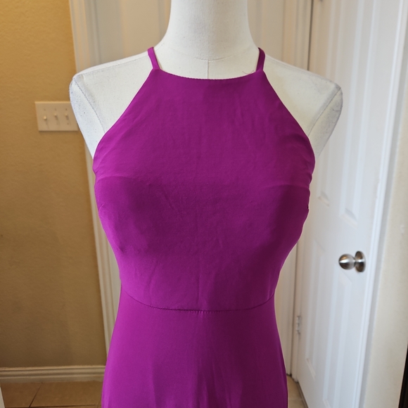 Jump Apparel Magenta Halter Neck Evening Gown – Size 3/4 - Picture 3 of 11